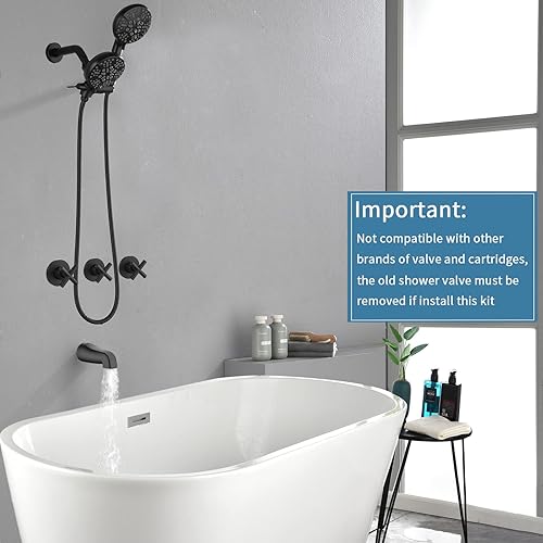 Miniatura 2 de Juego de grifo de ducha de 3 manijas con boquilla de bañera, juego combinado de grifo de ducha sistema de ducha completo para bañera y ducha,