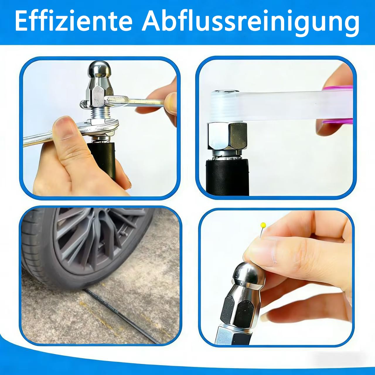 20M 400 Bar Rohrreinigungsschlauch Set für Kärcher K2-K7 Serien Lavor Bosch Hochdruckreiniger,Rohrreinigungsset für Verstopfte Rohre Abflüsse,Hochdruckschlauch mit Strahldüse Rotierender Strahldüse