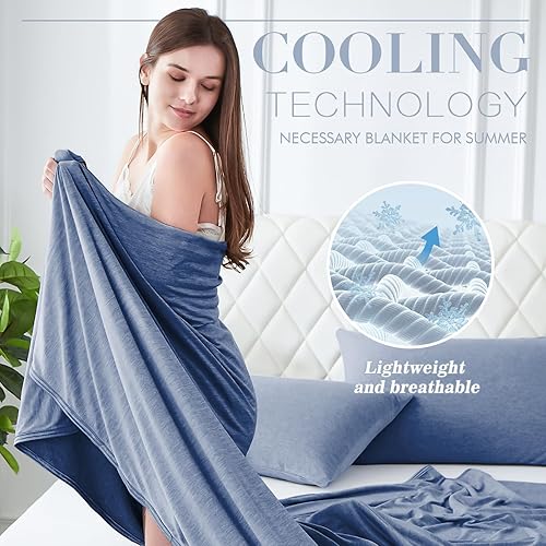 Miniatura 3 de Manta refrescante que te mantiene fresca en el verano caluroso, manta de tamaño individual o bebé de 51 x 67 pulgadas para adultos, niños y bebés,