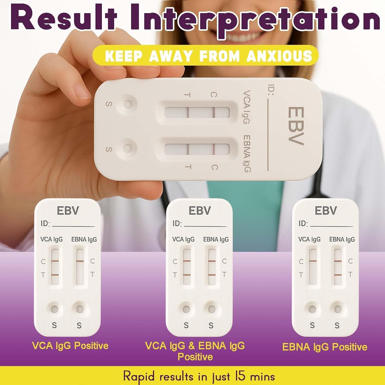 EBV at-Home Test Kit | Detects IgG Response to VCA & EBNA | 15-Minute Rapid Result | Easy Fingerstick Sample