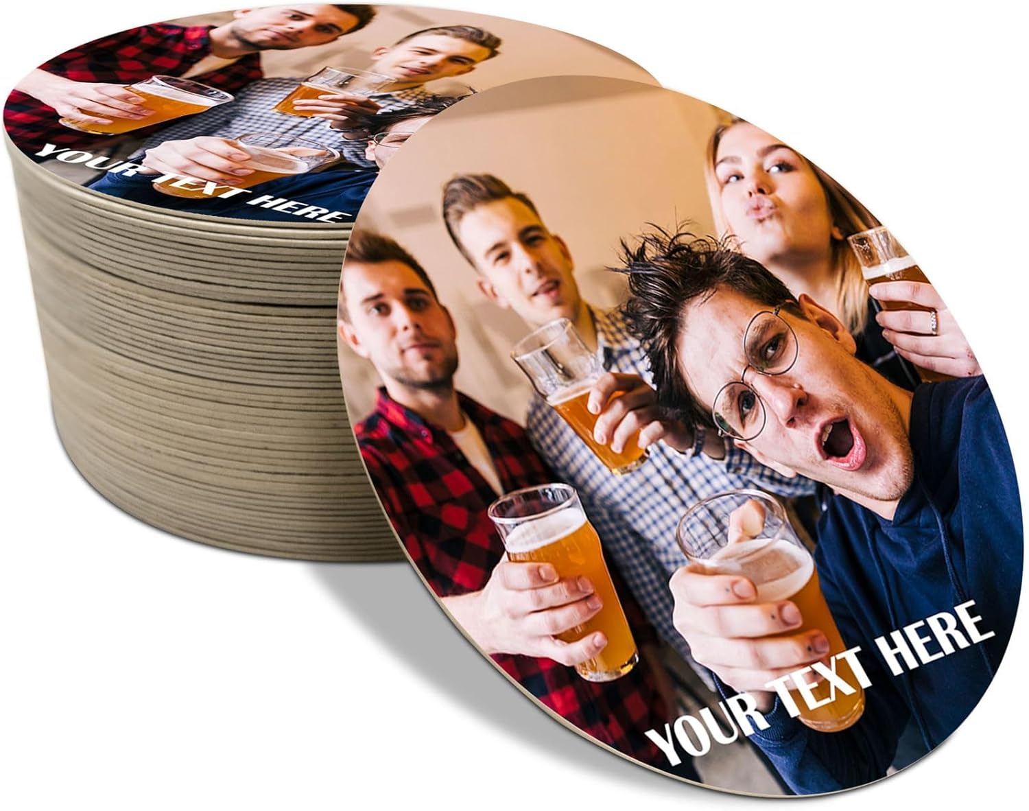Personalised Beer Mats Photo Coasters Drinks Mats Pack of 48 Round Home Bar Accessories Pub