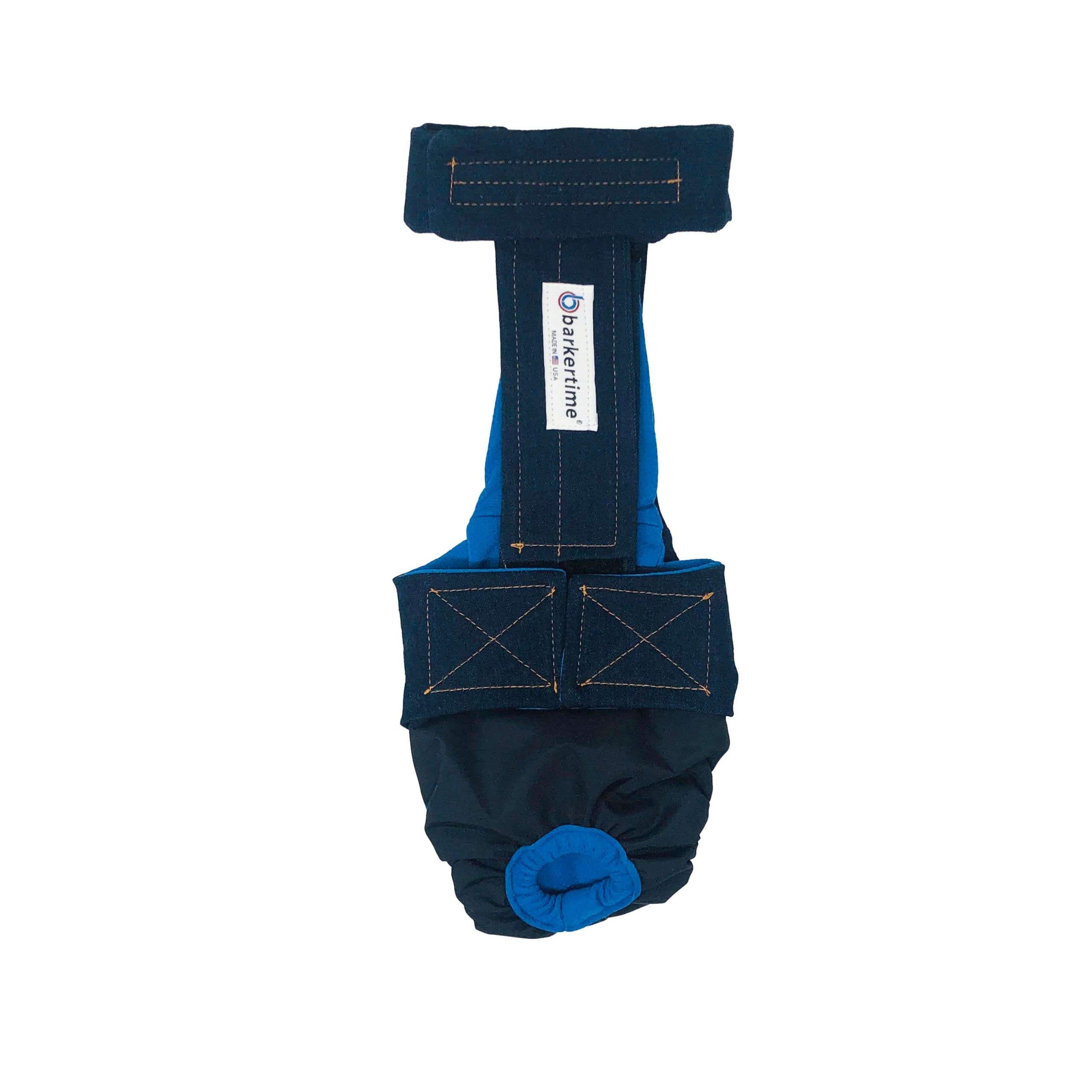 Barkertime Denim on Black Dog Diaper Overall, L, with Tail Hole - Made in USA