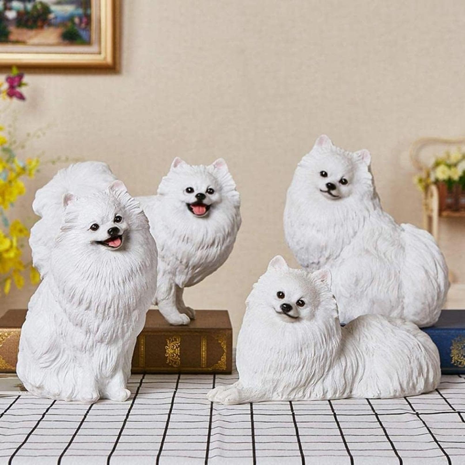 Amazon.co.jp: 犬 置物 ポメラニアン 彫像彫刻現代シミュレーション 