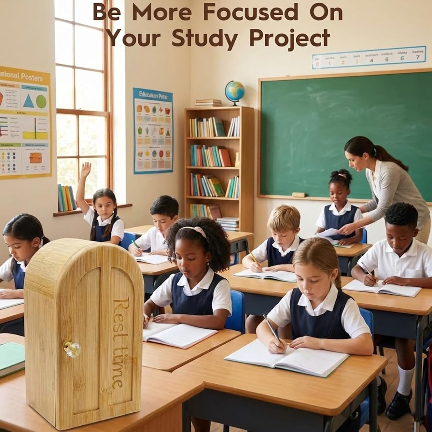 Phone Box for Family Time - Decorative Cell Phone Jail Holds Up to 6 Phones, Magnetic Closure & Charging Holes Bamboo Phone Lock Box Help Kids Adults Focus Back Mobile Phone Addiction