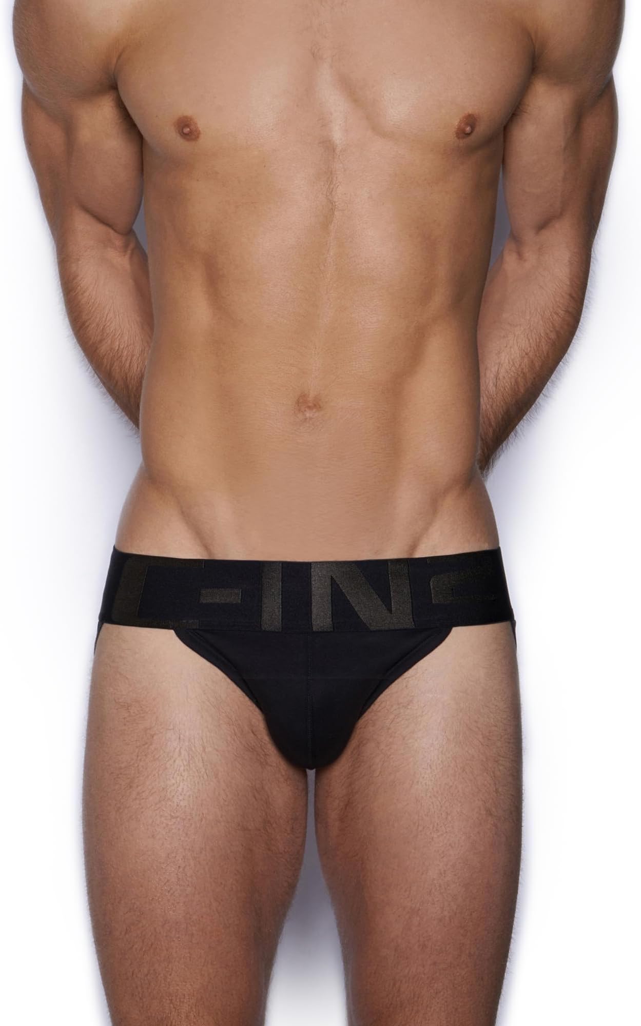 Core Jockstrap - Black Men's Underwear Center-Seam Contour Pouch Support - 100% Cotton