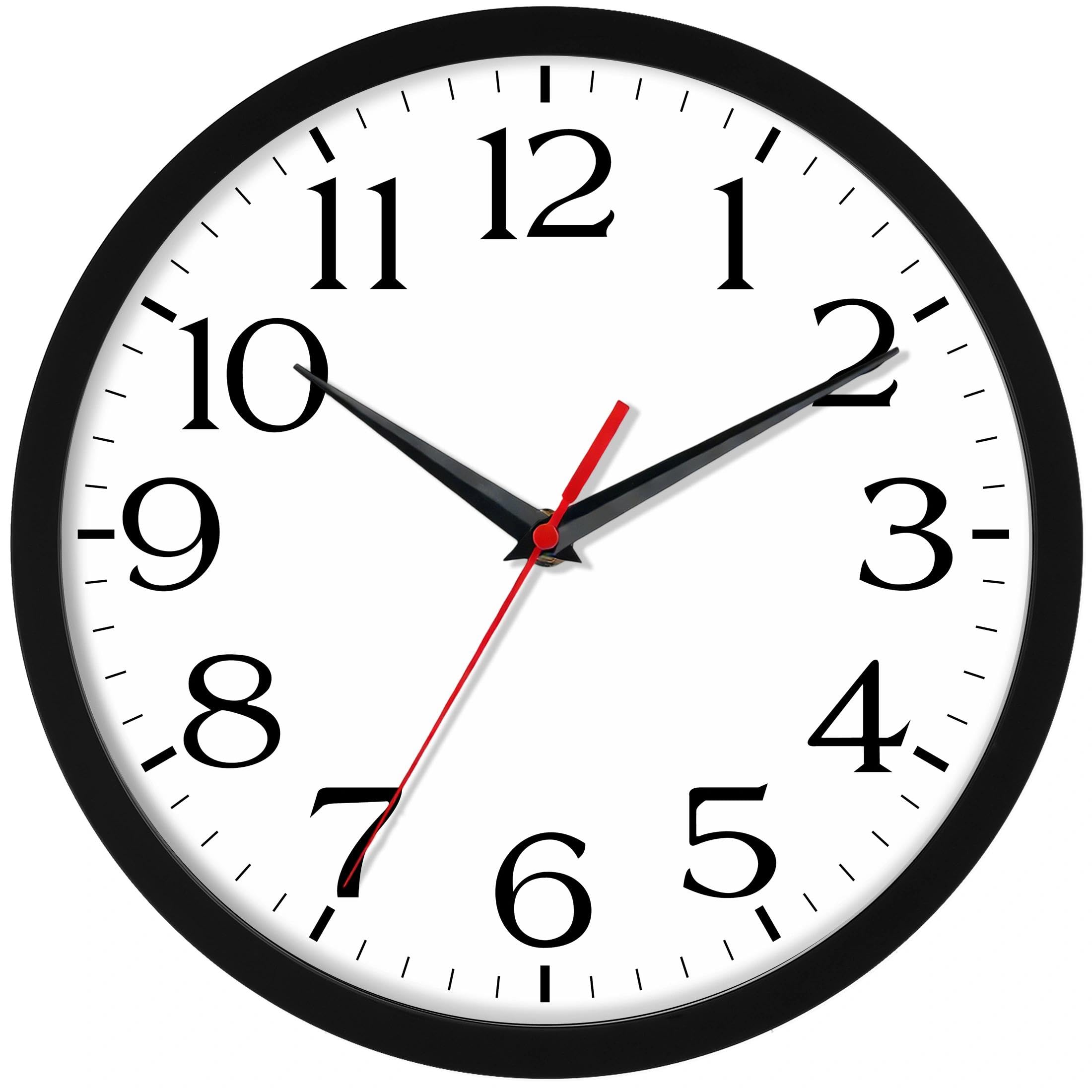 Photo 1 of DAXSMY 8 Inch Wall Clock - Battery Operated, Silent Non-Ticking Analog Sweep Movement - Easy to Read Numbers for Home, Office, Kitchen, Classroom (Black)