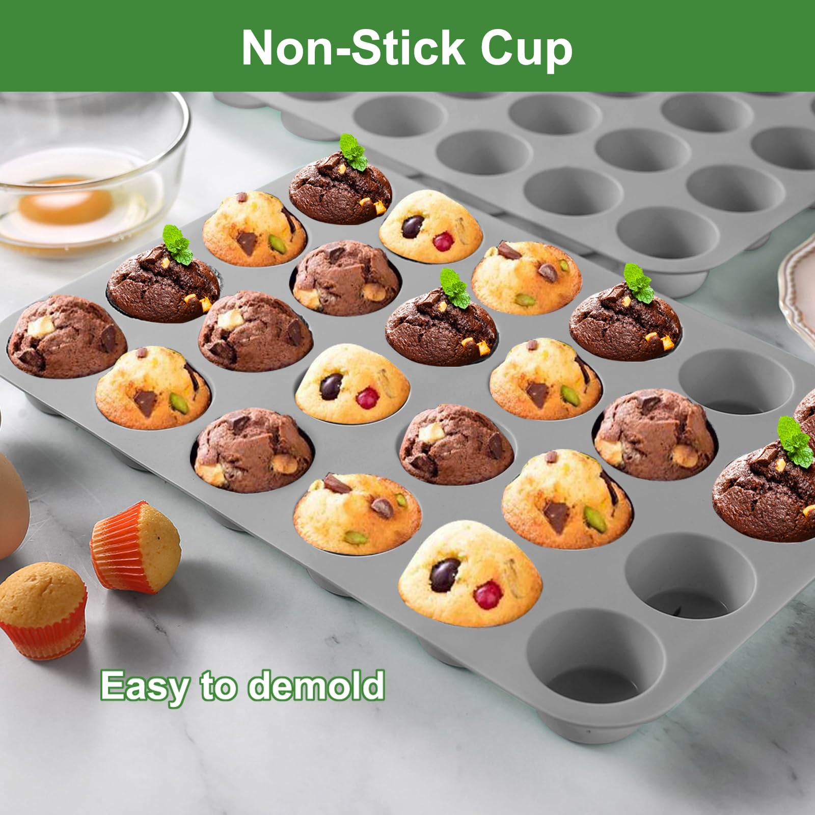 Uudimee 2 Mini-Muffinformen Aus Silikon – 9 Mulden, Antihaftbeschichtet, Hitzebeständig Bis 230°C, Spülmaschinenfest
