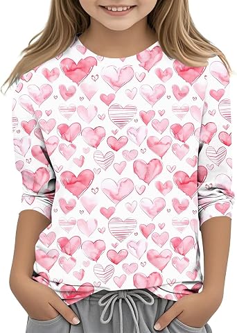 Teen Girls Cute Print Shirts 2025 Trendy Preppy 3/4 Sleeve Tops Spring Summer Lightweight Casual Tshirts Crewneck Tee