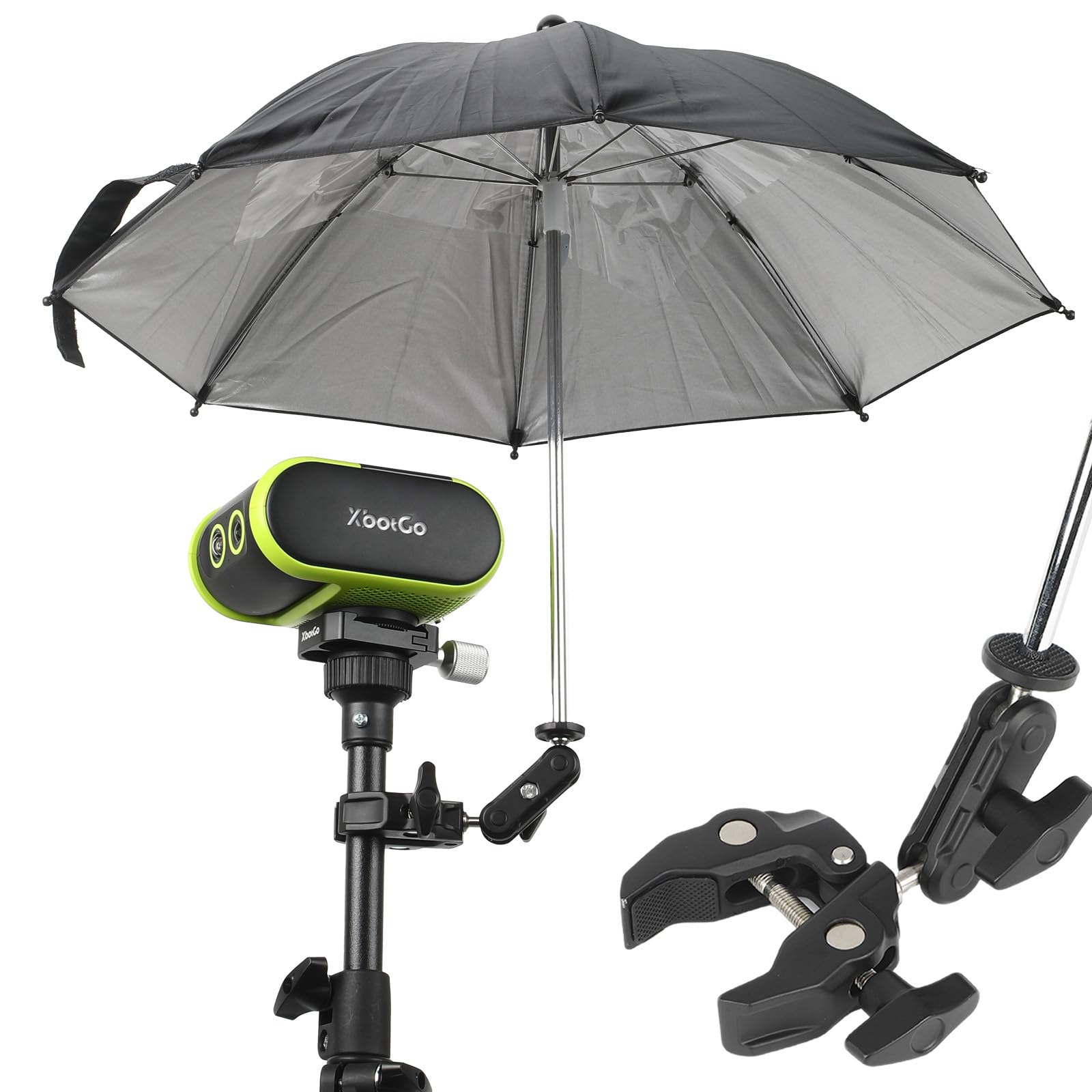 Kamera Regenschirm mit Super Clamp, Wetterschutz Stativ Sonnenschutz, Regenschutz für Xbotgo Falcon Chameleon, Veo, Canon, Nikon, Sony Kameras
