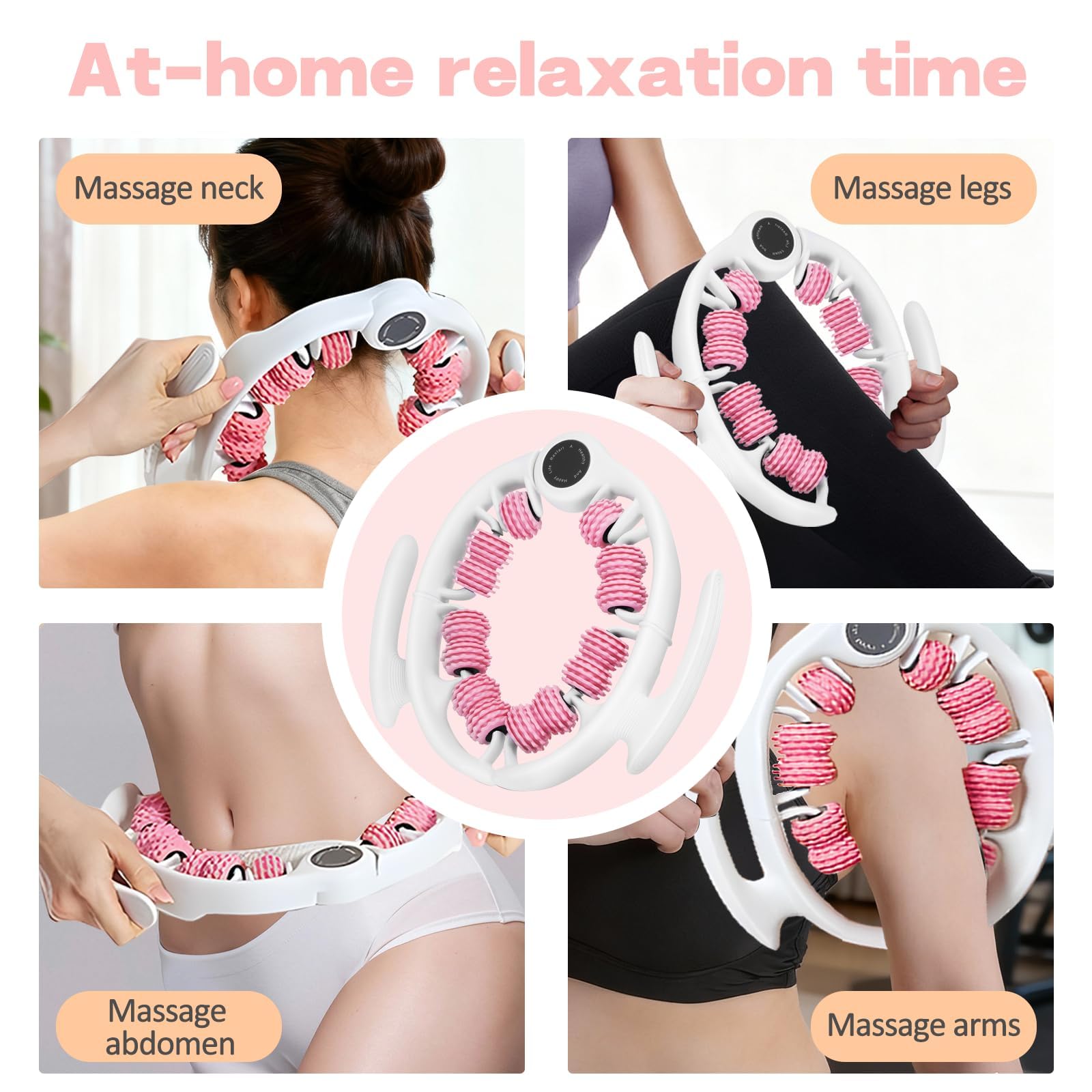 Rullo massaggiante anticellulite,360 Gradi Senza Intoppi, 14 Ruote Massaggianti,Massaggiatore anticellulite con manici a rullo staccabili per cosce, gambe e glutei,Strumento per massaggio fasciale