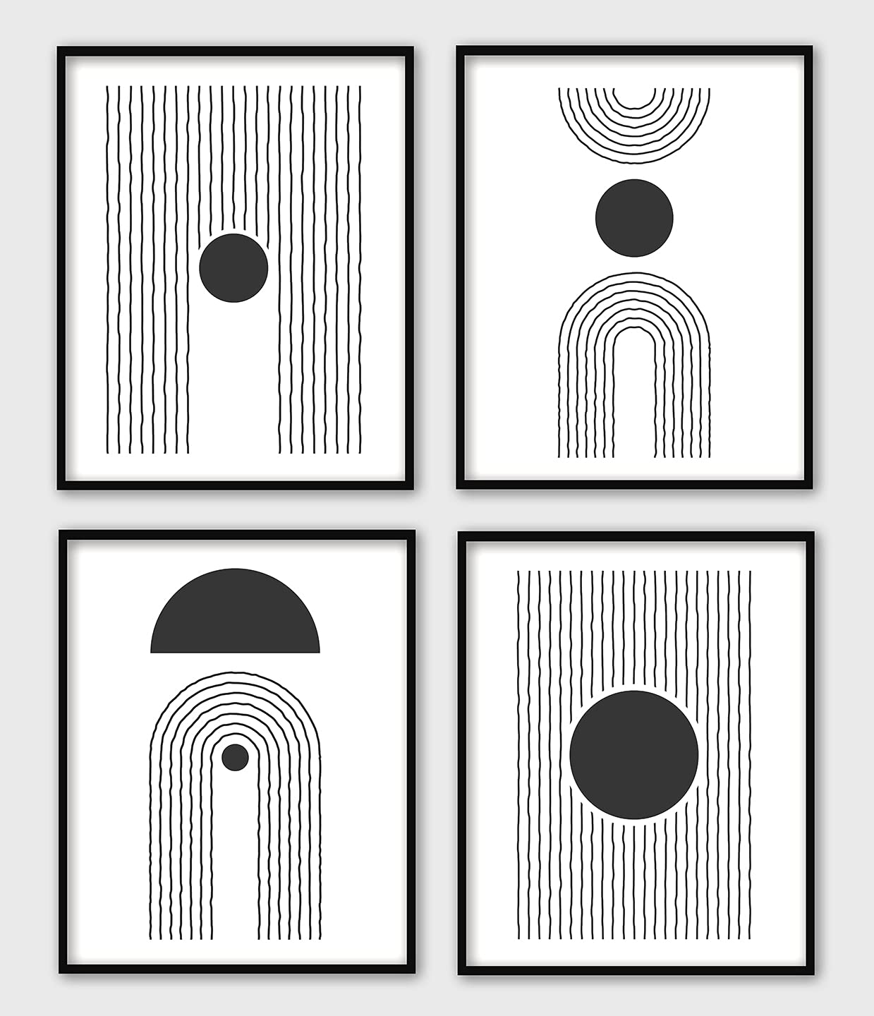 Second Sun Collection From Timeless Persona Home Decor,Mid Century Modern Artwork,Calming Geometric Aesthetic Posters for Kitchen (Includes Four 8”x10” UNFRAMED Matte Fine Art Prints)