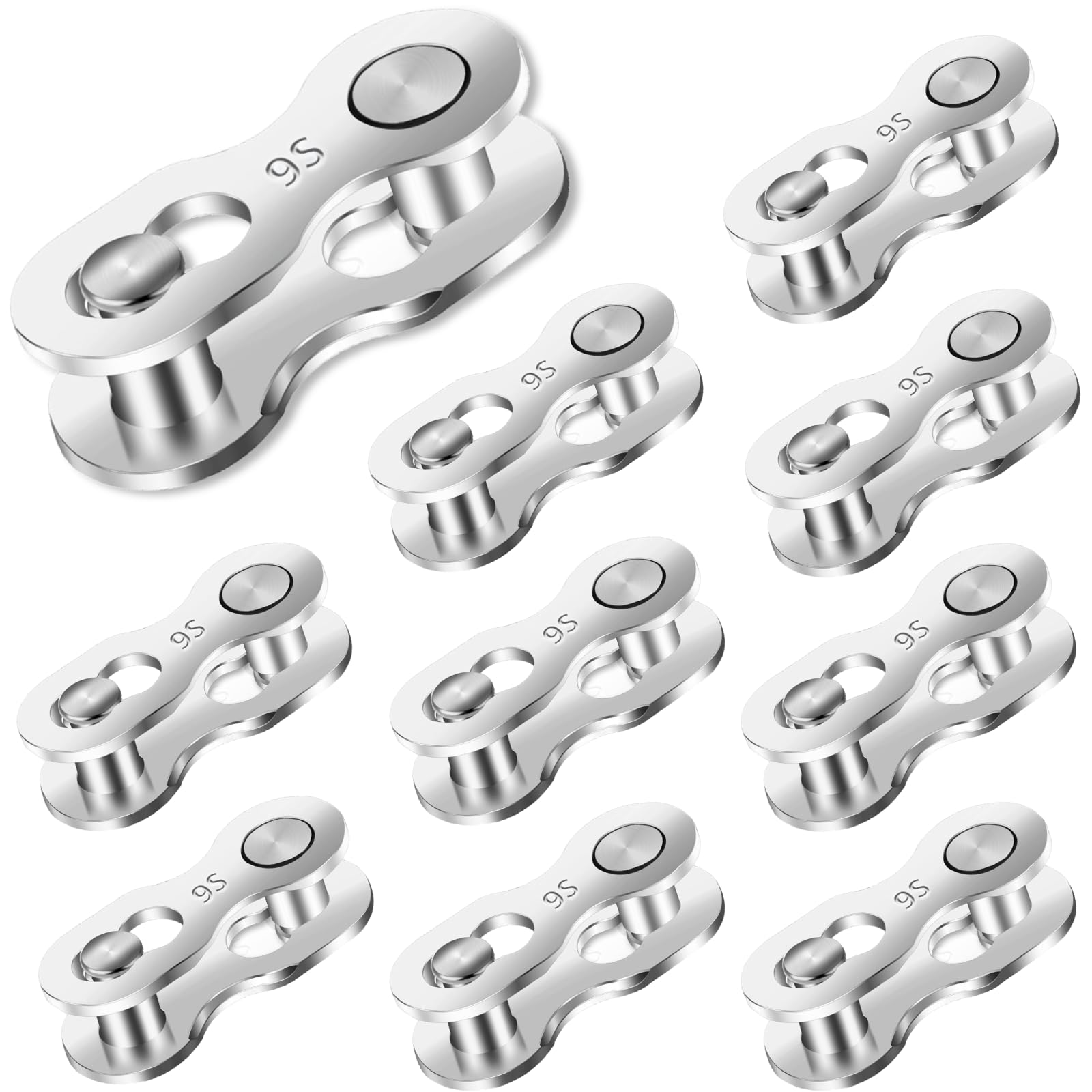 HuGuWdy Missing Link 10 Pairs for 9 Speed Bike Chain Master Link for Bicycle Chain Bike Chain Links The Missing Link Chain Bike Parts Bicycle Parts Mountain Bike Parts Chain Connector Link