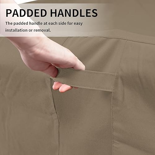 Miniatura 20 de Easy-Going Funda resistente 600D para muebles de patio, juego de mesa y silla rectangular para exteriores, funda impermeable para muebles Negro