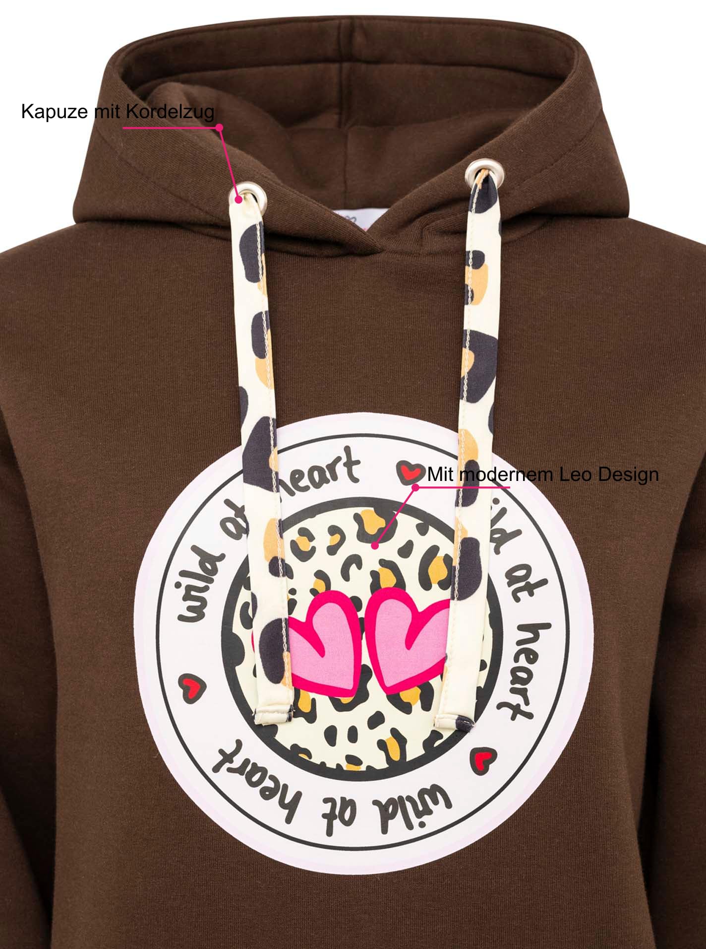 Zwillingsherz Damen Hoodie mit Kapuze – Kuscheliger Oversize Kapuzenpullover – Weicher Sweatshirt Pullover für Frauen Aufdruck – Stylischer Look für Frühling, Herbst & Winter – Loungewear Mode Leo