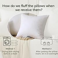 Vista 6 de DWR Juego de 2 rellenos de almohada de plumas de 12 x 12 pulgadas con funda de algodón orgánico, rellenos de almohada decorativos cuadrados blancos