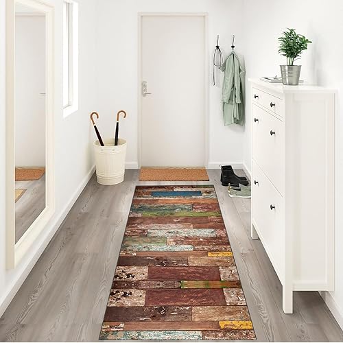 Miniatura 4 de Alfombra antideslizante para pasillo de 2 pies 4 x 5 pies, alfombra para sala de estar, alfombra vintage lavable para entrada, dormitorio, puerta,