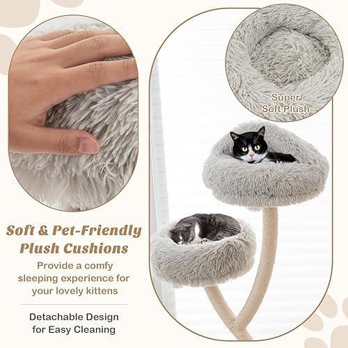 Miniatura 7 de PETSITE Árbol para gatos de 70 pulgadas de alto, torre para gatos con postes rascadores y tabla, torre para gatos de varios niveles para gatos
