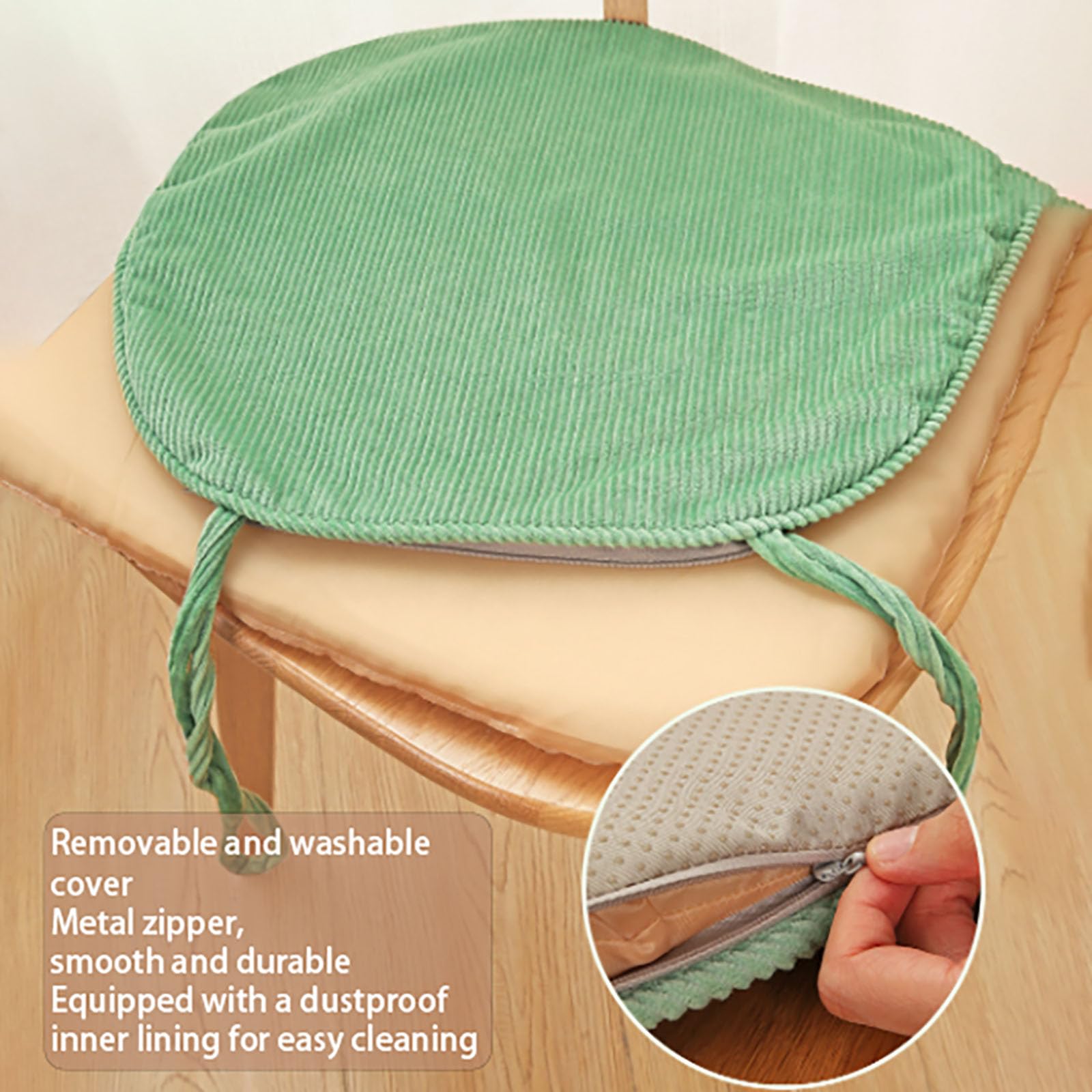 Generico Cuscino per Sedia Semicircolare Lavabile con Lacci 43x41x35 Cm. Cuscino Antiscivolo per Sedia da Esterno per Sedia da Giardino, Sedia da Pranzo O Sedia da Ufficio,Marrone,2PCS