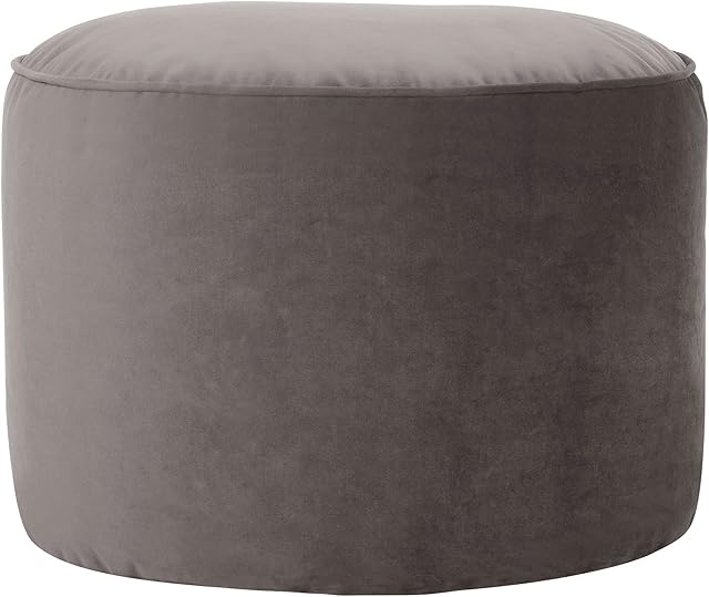 icon Milano Round Velvet Bean Bag Pouffe, Charcoal Grey, Large Velvet Ottoman, Living Room Bedroom Footstool Bean Bags