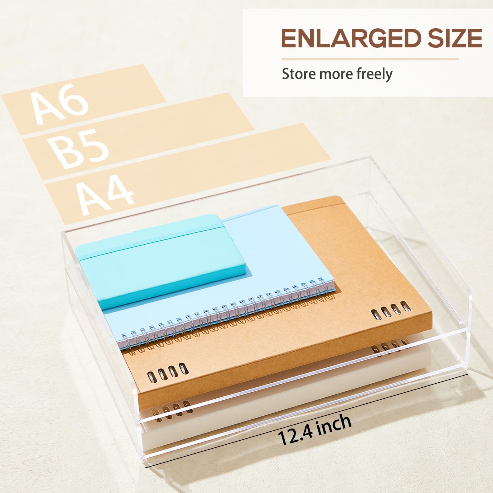 Harloon 4-stöckiger Papier-Organizer, Briefablage, Acryl, stapelbar, Dokumente, Briefhalter, Sortierer, Büroablage für A4, modernes Büro, Klassenzimmer, Zuhause, Aktenblock, Bücher, Notizen