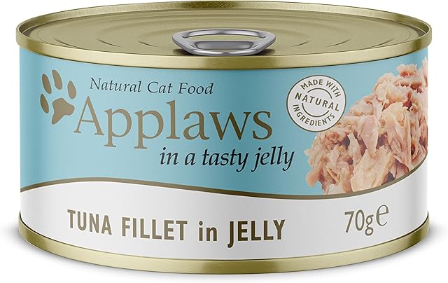 Applaws Natural Wet Cat Food, Tuna Fillet in Jelly 70 g Tin, (24 x 70 g Tins)