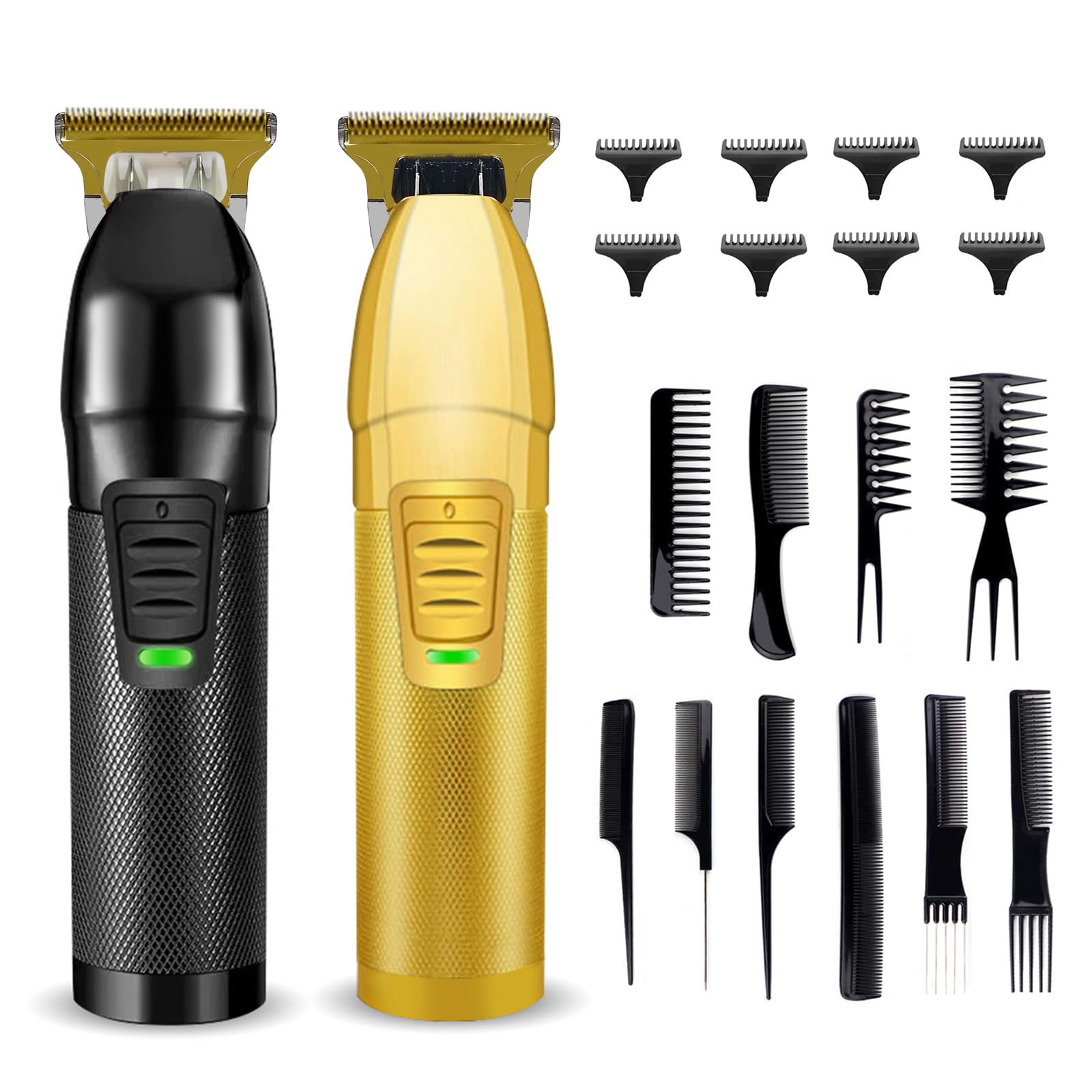 YIPINER 2 Pieces Hair Clippers for Men, Cordless Hair Clippers, Hair Clippers Set, Professional Hair Clippers Rechargeable Hair Clipper with 10 Pieces