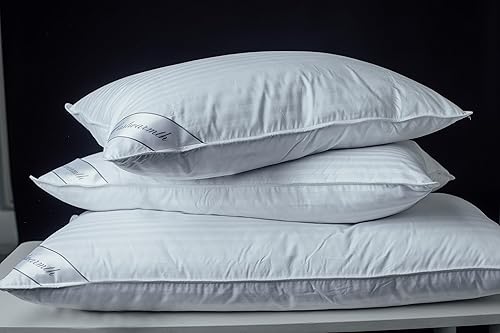 Miniatura 5 de Almohadas suaves de plumón de ganso, una almohada, 100% algodón, almohada de apoyo para cama, de rayas blancas, tamaño Queen, 20 x 30 pulgadas