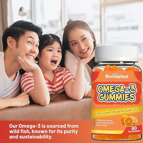 Miniatura 5 de Suplemento de gomitas Omega 3 de 1000 mg, alta absorción DHA y EPA, apoyo para el corazón, el cerebro y las articulaciones, aceite de pescado extra