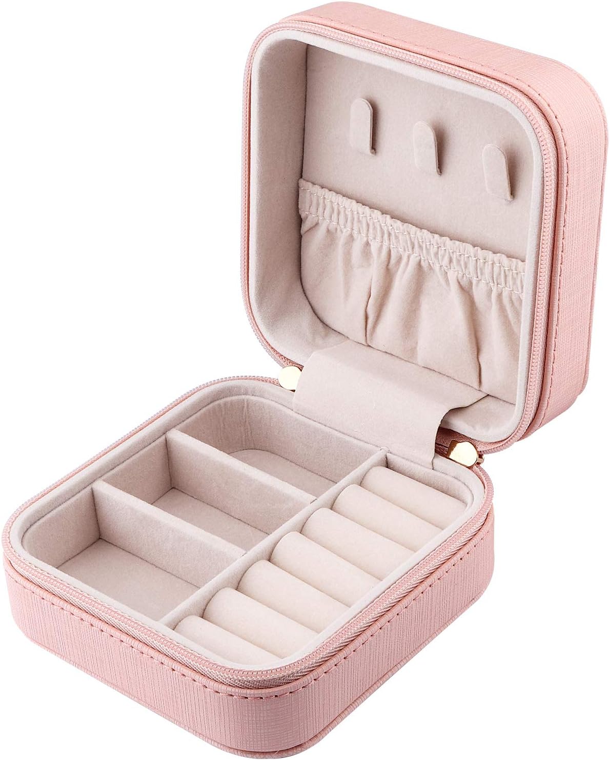 JIDUO Duomiila Small Travel Jewelry Box, Travel Mini Organizer Portable Display Storage Case for Rings Earrings Necklace, Best Gifts Choice for Girls Women (Pink)