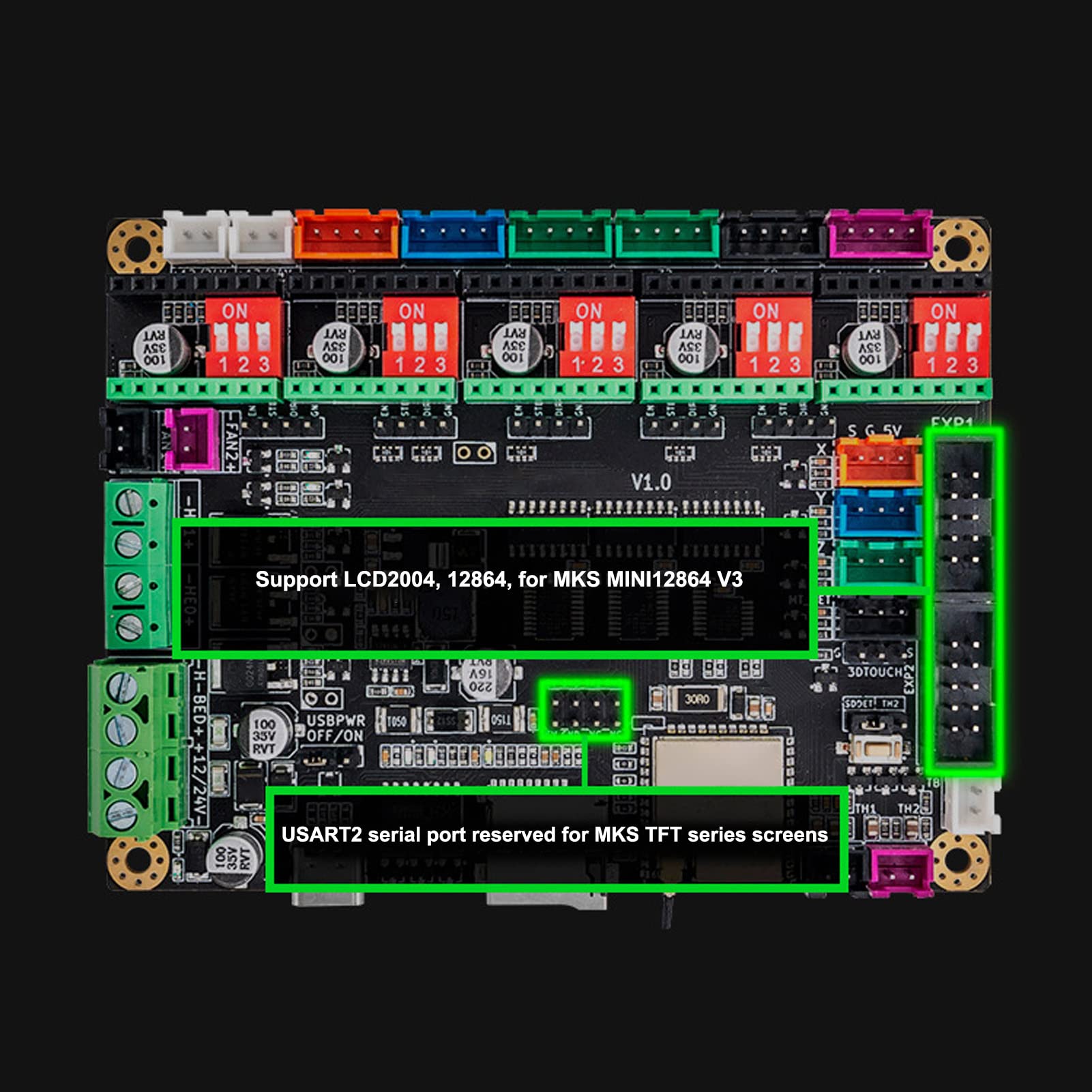 Placa de Control Principal para Impresora 3D con Firmware Marlin2.0 WIFI y Módulo de Comunicación –patible con MKS TinyBee