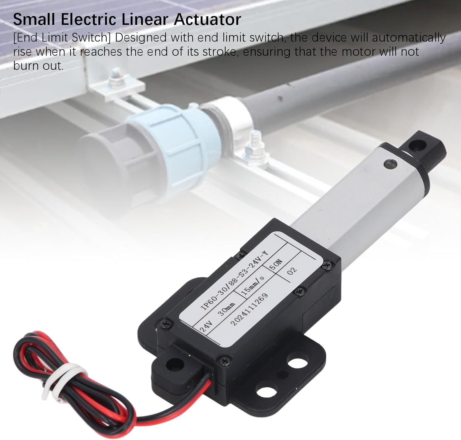 Electric Linear Actuator, 24V 30mm Stroke 50N Thrust Speed Linear Motion Actuator, IPX4 Water Proof Electric Push Rod for DIY Robot Cabinet Drawer Shutter
