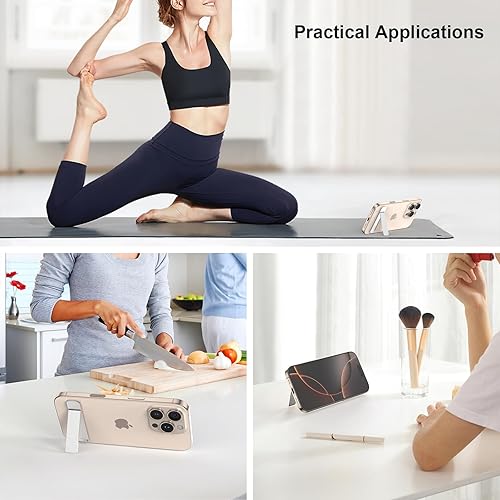 Miniatura 8 de DOB SECHS Funda delgada con función atril para teléfono, juego de 2 soportes universales para teléfono celular, soporte de metal ultrafino para