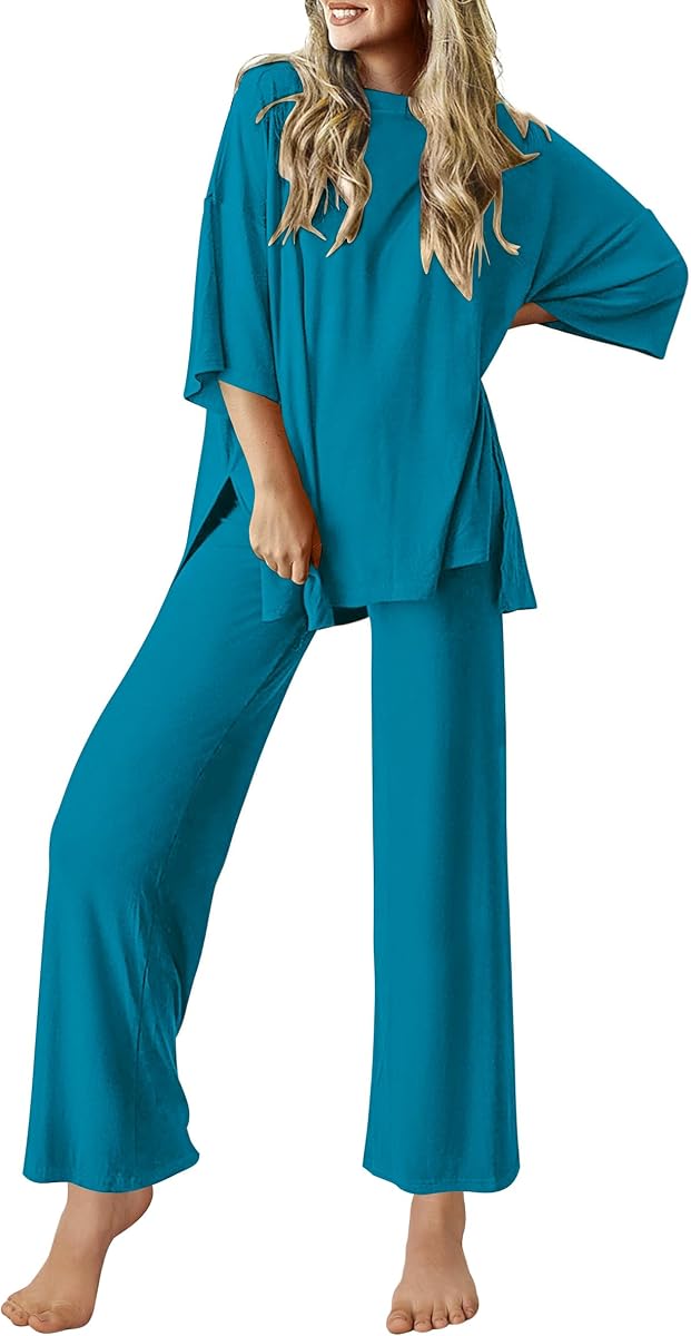 Ekouaer Lounge Sets for Women Soft Comfy Pajama Set 2 Piece Outfits