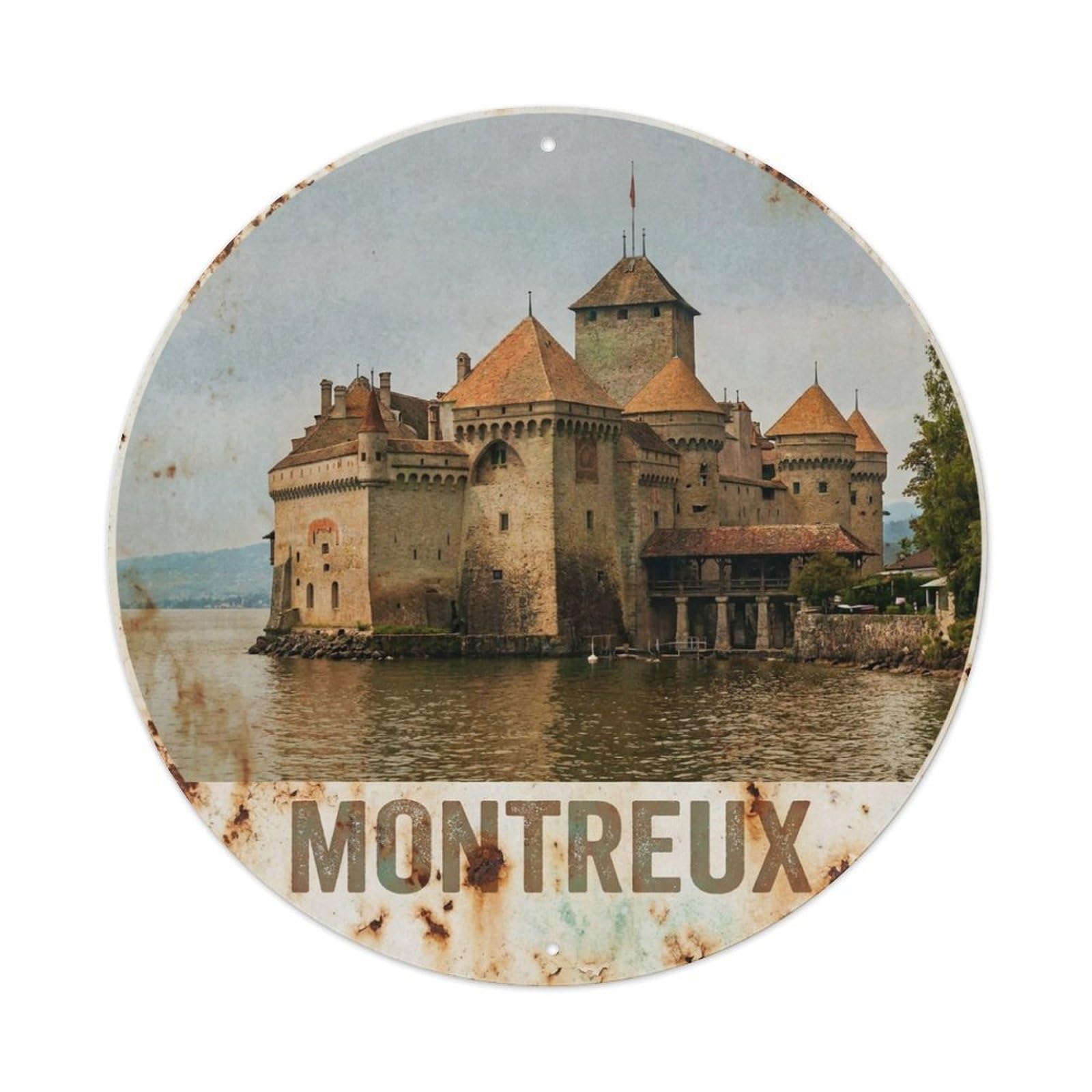 Galvaxio Style Switzerland Vintage Travel Montreux Metal Tin Sign