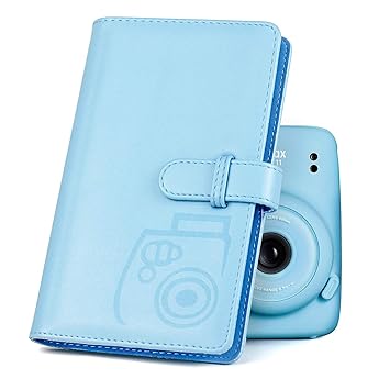 CAIUL Compatible 96 Pockets Mini Wallet Photo Album with PU Leather Cover for Fujifilm Instax Mini 11 9 8 8+ 70 7s 90 25 26 Films (Light Blue)