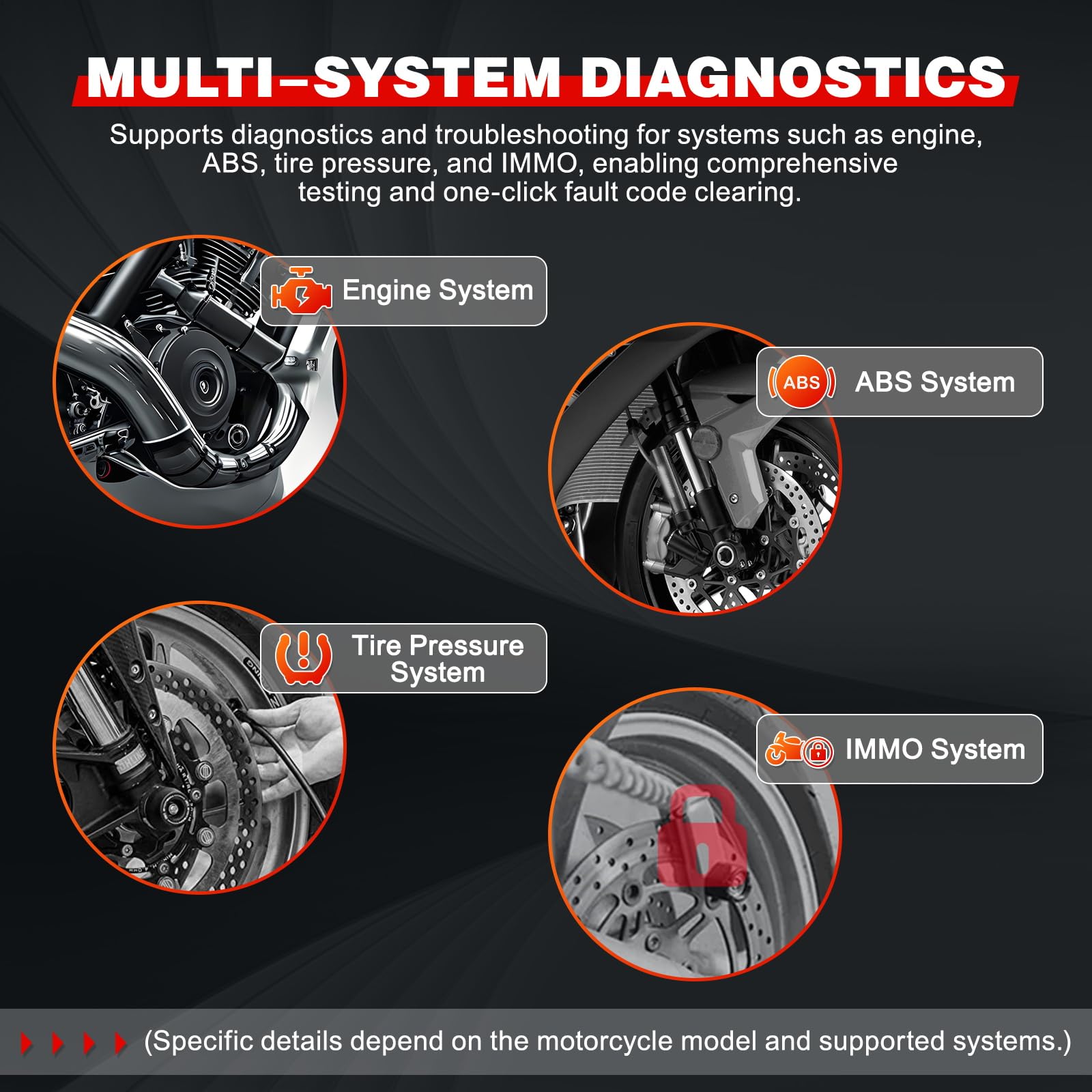 Outil de Diagnostic de Moto M4, Lecture/Effacement des Codes d'erreur, Test Rapide et de Tension, Lecteur de Codes de Moto, Scanner