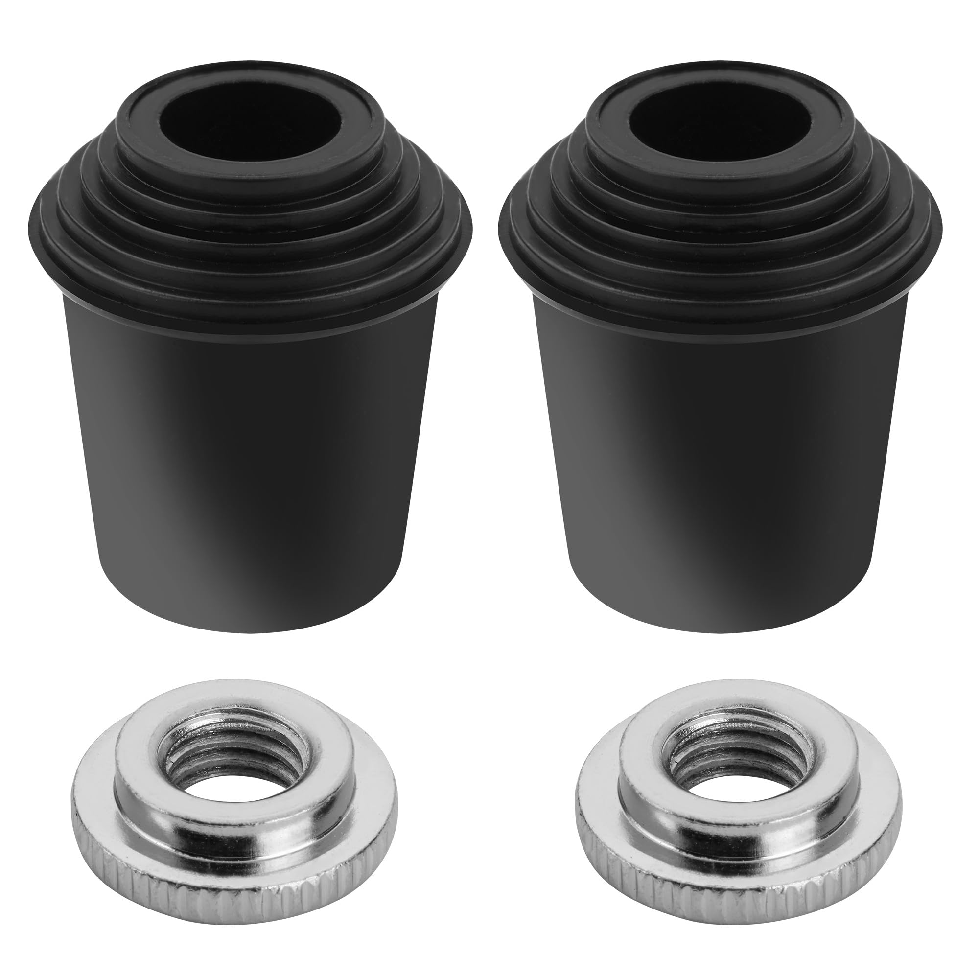 2 Packs Bass Drum Threaded Rubber Feet, Floor Tom Drum Leg Tips Rubber Feet with Lock Nut, 3/8" 16 Thread Fits for Most Spurs