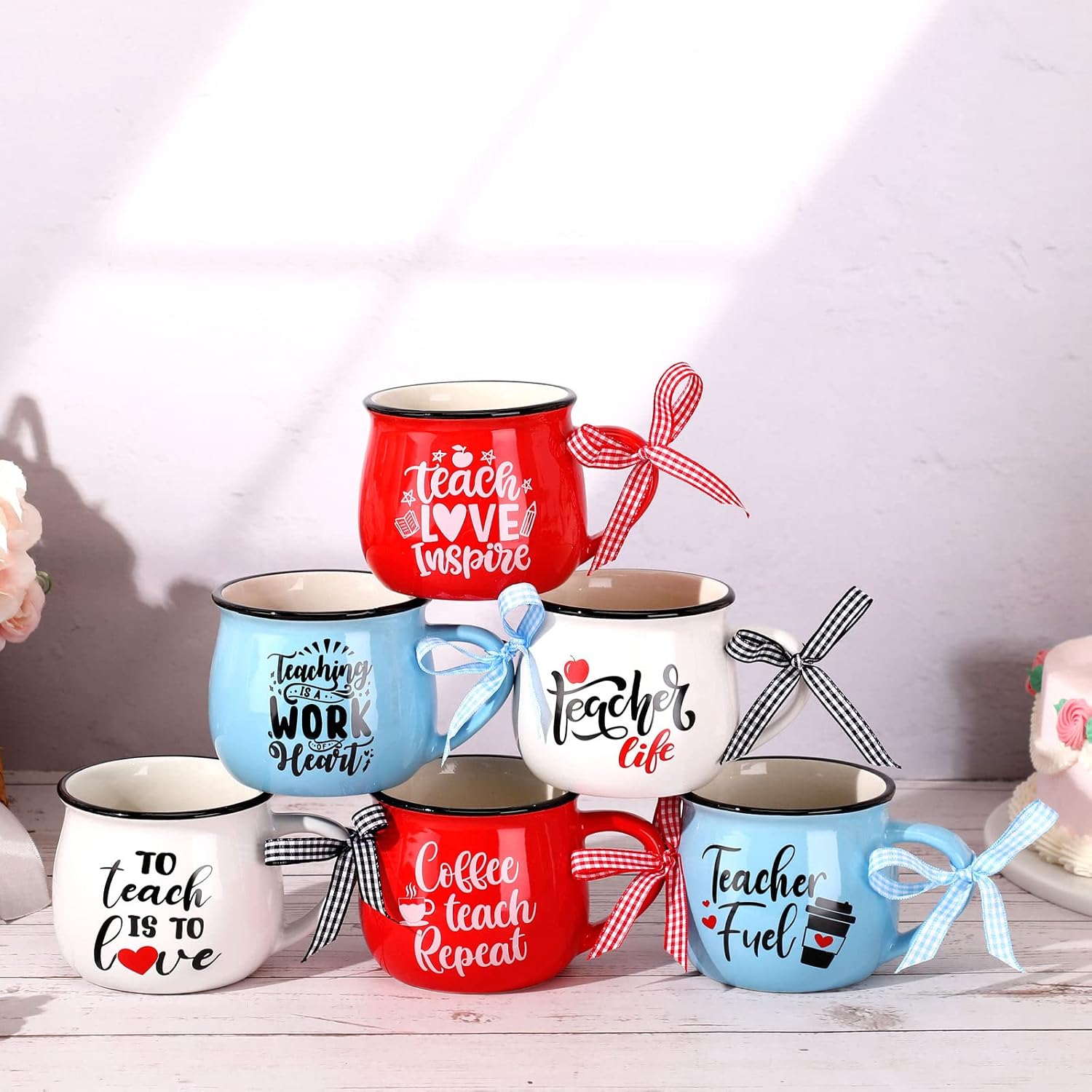 Zubebe 6 Pcs Teachers Appreciation Gifts Bulk Teacher Mugs Ceramic Cups Thank You Coffee Mugs Employee Appreciation Gifts for Teach