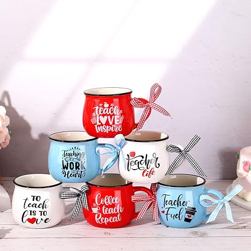 Miniatura 2 de Zubebe 6 tazas de café de agradecimiento para profesores, regalos a granel para el regreso a clases, tazas de cerámica de agradecimiento para