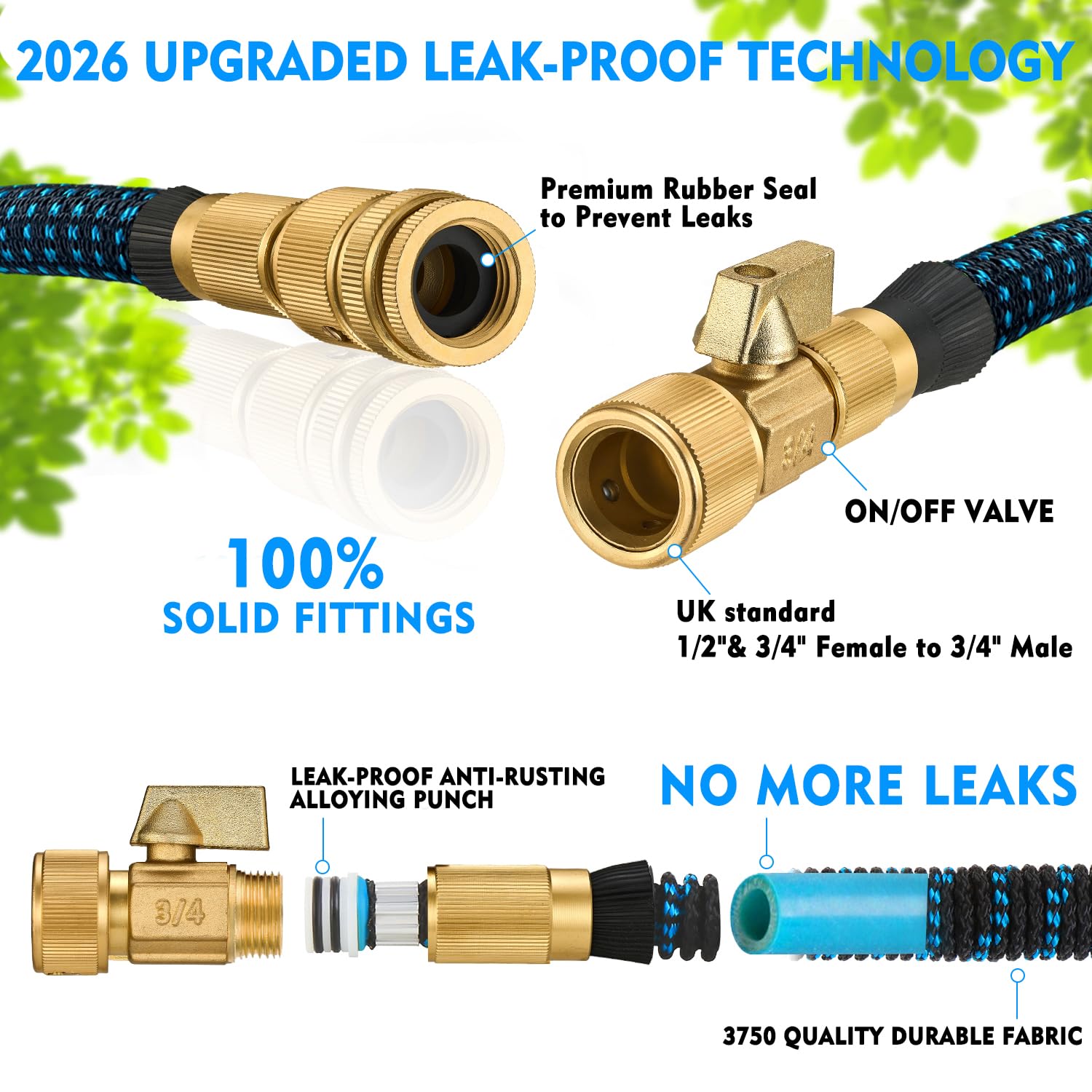 50 ft Expandable Garden Hose Pipe - Heavy Duty Expanding Water Hoses with 10 Spray Nozzle - Retractable,Flexible,Never Kink & Tangle Car Washing Pipe Expandable Garden Hoses Pipes for Yard, Outdoor - 2