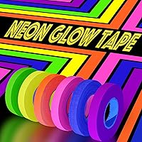 Vista 16 de Tela fluorescente reactiva a la luz negra ultravioleta/cinta de neón Gaffer, cinta de punta súper brillante para suministros de fiesta brillante, 1