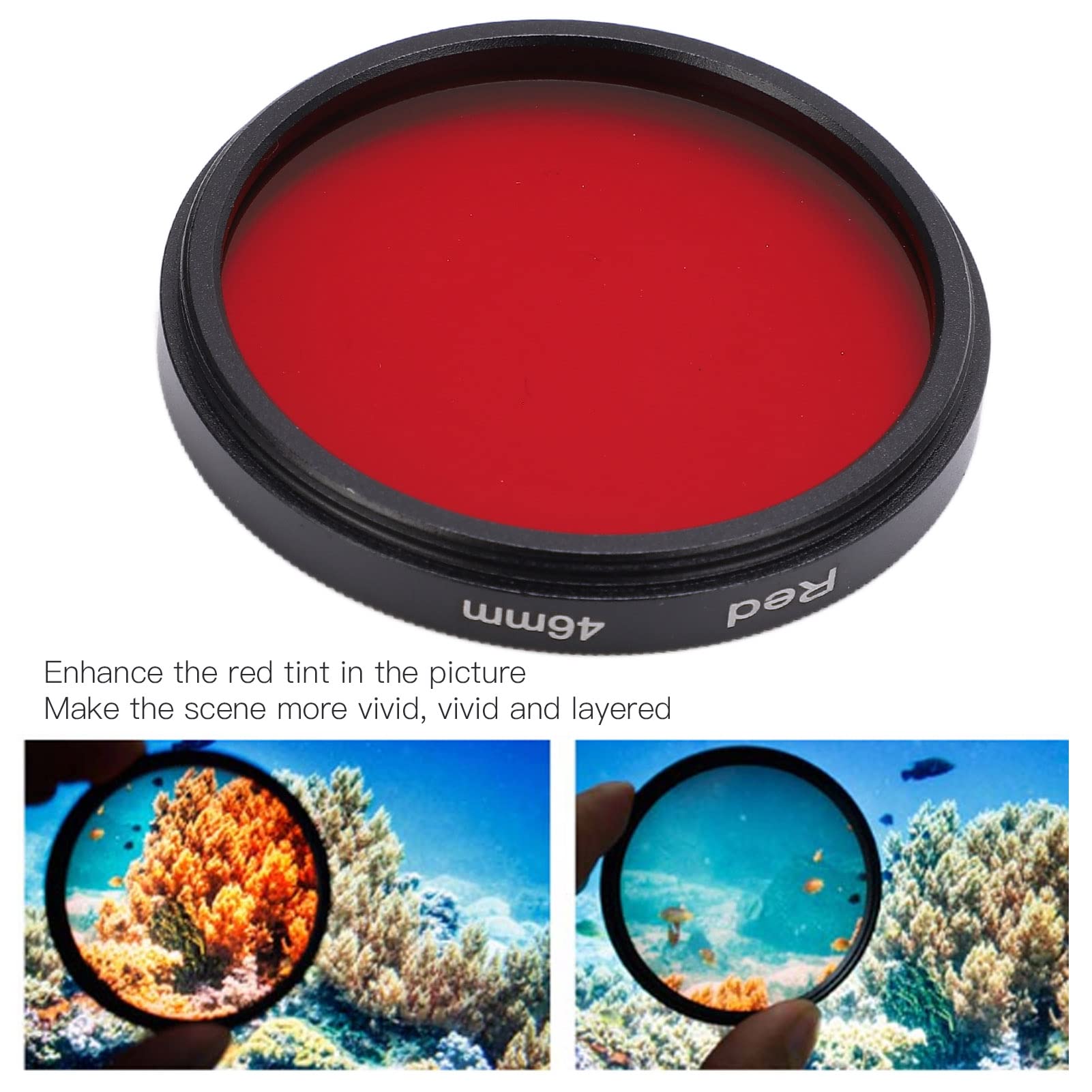 Filtro Rosso Per Obiettivo 46mm – Vetro Ottico Con Telaio In Alluminio, Rivestimento Nano Multi-strato, Per Foto Di Tramonti E Foglie Autunnali