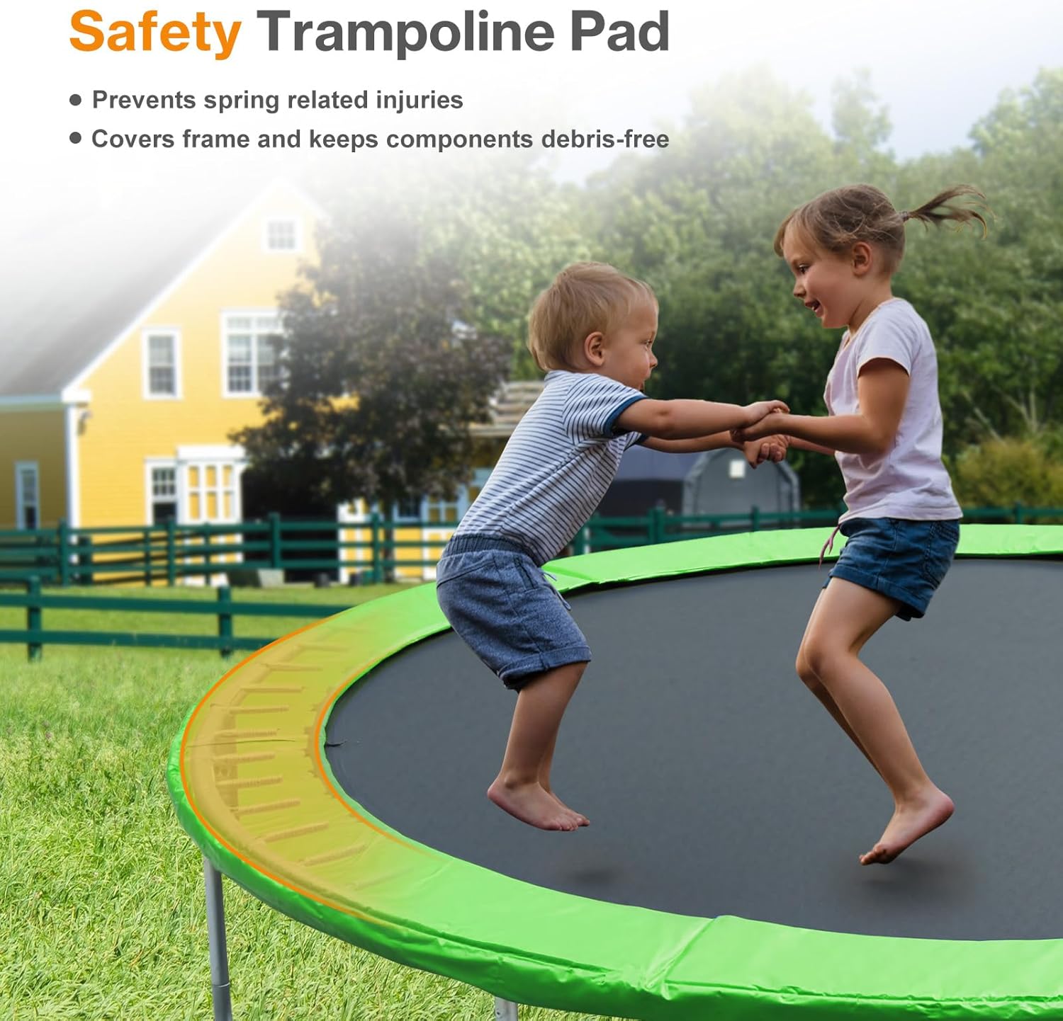 Aoodor Trampoline Safety Pad Replacement 8FT 10FT 12FT 14FT 15FT, Universal Waterproof Trampoline Spring Cover for Round Frame