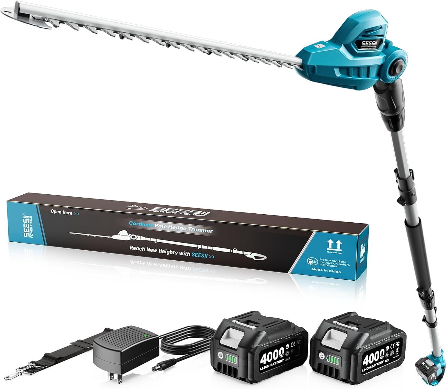 SEESII Pole Hedge Trimmer Cordless: Electric Bush Trimmer Tool for Yard - 16