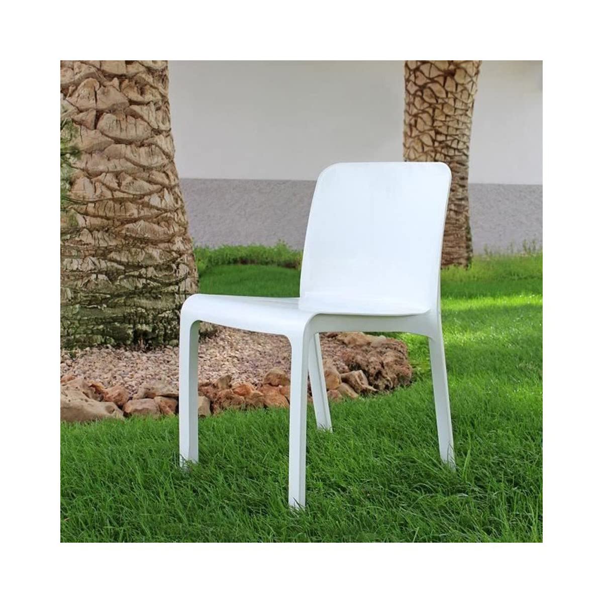 PEGANE Lot de 6 chaises de Jardin empilables en résine Coloris Blanc - Longueur 48 x Profondeur 53 x Hauteur 80 cm
