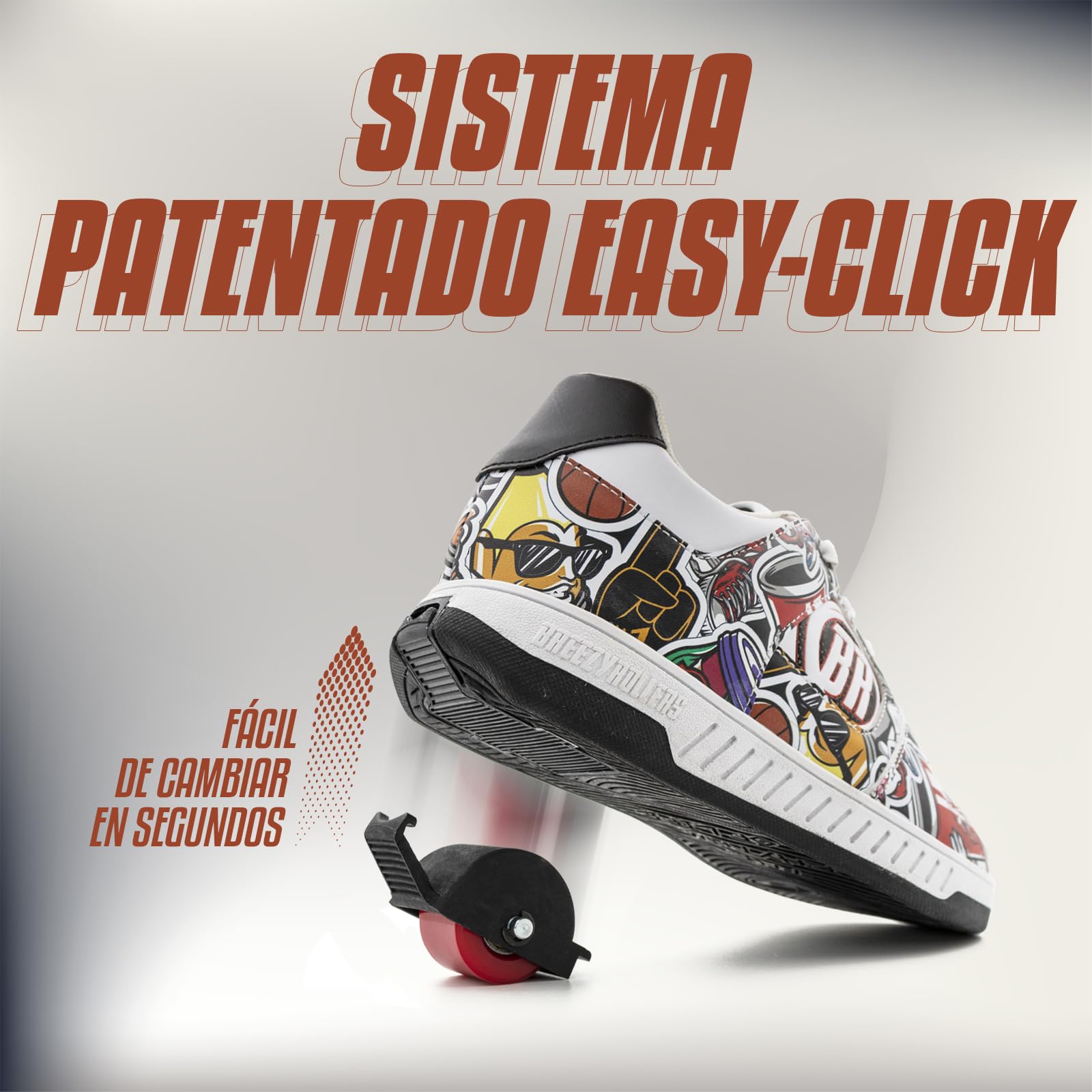 Breezy Rollers Zapatos con Ruedas para Niños | Zapatillas-Patines Infantiles | De Zapatos Callejeros a Patines en Segundos | Sistema de Clic Patentado | Zapatillas con Ruedas para Niñas y Niños