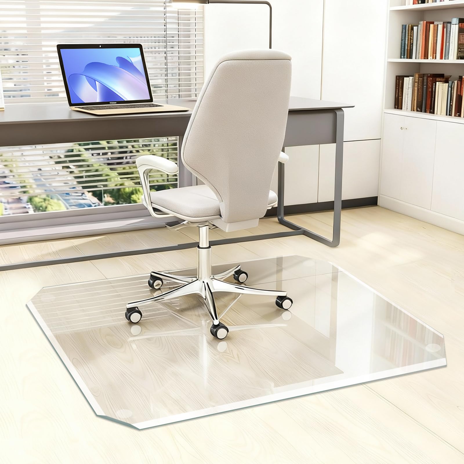 Tempered Glass Chair Mat with Patented Beveled Edge 36 x46 1 5 Thick Office Floor Mat for Carpet