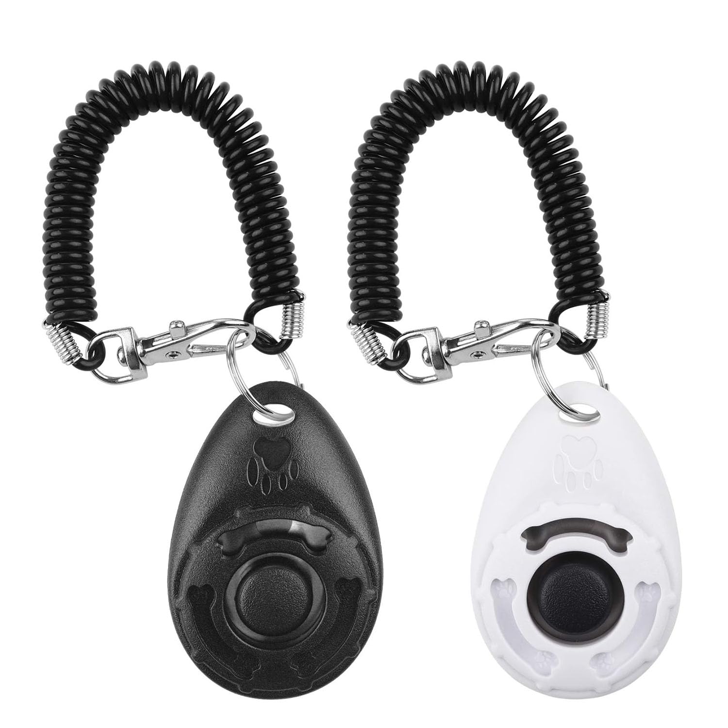 2 PCS Dog Clicker Pet Training Clicker with Wrist Strap Effective Behavioral Training Tool with Big Button for Dog Cat Horse Puppy Recall (Black + White)