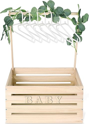 Armario de madera para baby shower, cesta de bebé con asa y guirnalda de almacenamiento, cesta de almacenamiento para baby shower, caja de regalo de