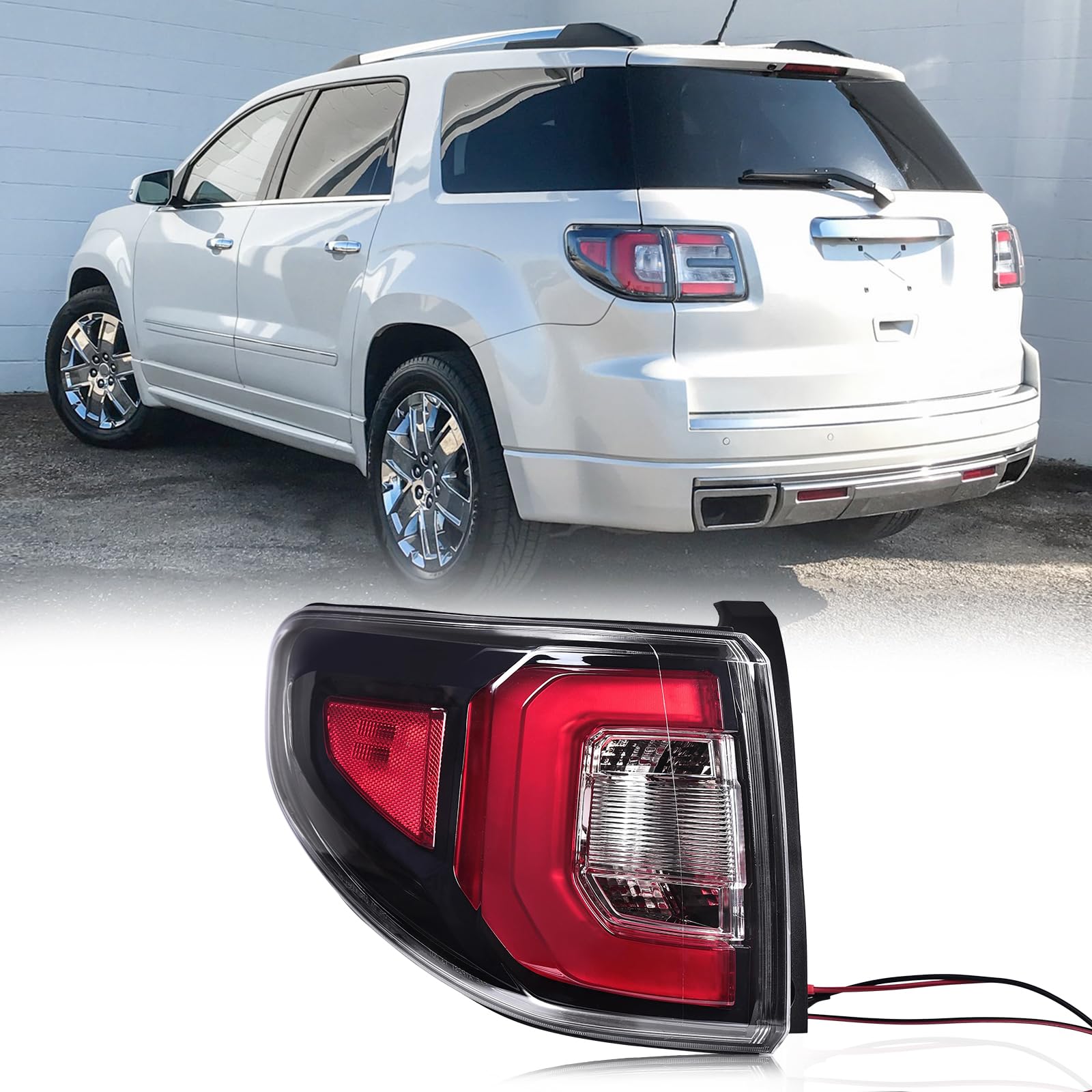 Lqito Left Driver Side Rear Tail Light Brake lamp Assembly with Wiring Harness Taillights Fits 2013-2016 GMC Acadia 2017 Acadia Limited Replace  84051375 23236014